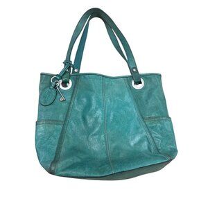 Fossil Vintage Womens Green Leather Shoulder Bag Purse